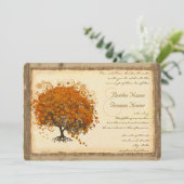 Whimsical Coral Heart Leaf Tree Weddenschap Kaart (Staand voorkant)