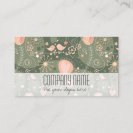 Whimsical Coral Olive Floral Elegant Event Planner Visitekaartje