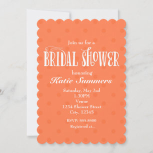 Whimsical Coral Polka Dot BRIDAL SHOWER Invitation Kaart