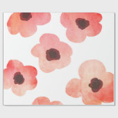 Whimsical Coral Waterverf Flowers Modern Cadeaupapier (Vlak)