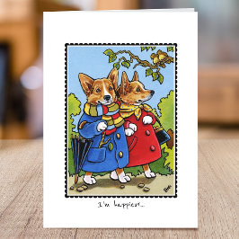 Whimsical Corgi Dog Love Custom Gevouwen Kaart
