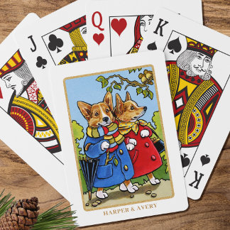 Whimsical Corgi Hond Illustratie Custom Pokerkaarten