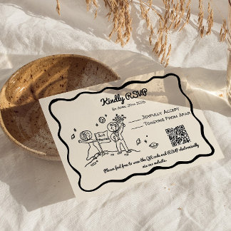 Whimsical cosmic plant RSVP Reply Card Kaartje