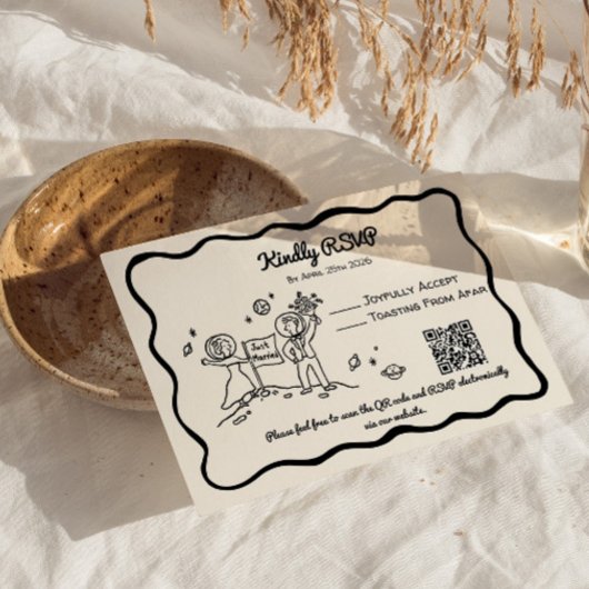 Whimsical cosmic plant RSVP Reply Card Kaartje