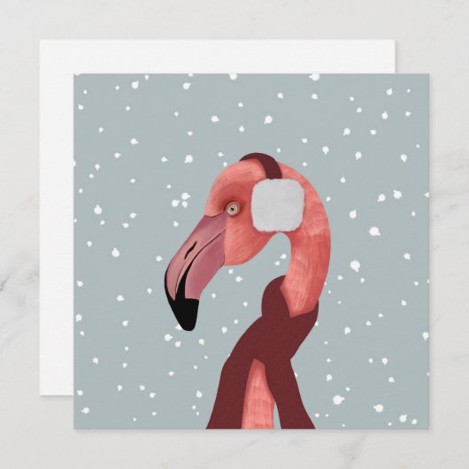 Whimsical Cosy Winter Flamingo met sjaal (Voorkant / Achterkant)