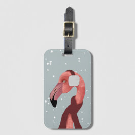 Whimsical Cosy Winter Flamingo met sjaal Bagagelabel