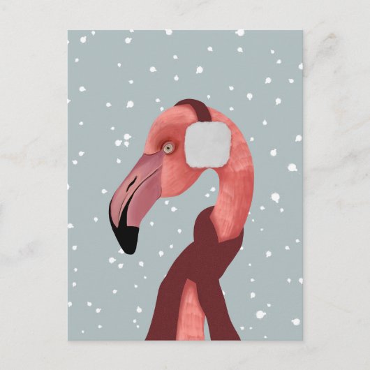 Whimsical Cosy Winter Flamingo met sjaal Briefkaart (Voorkant)