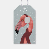 Whimsical Cosy Winter Flamingo met sjaal Cadeaulabel (Voorkant)