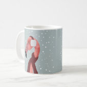 Whimsical Cosy Winter Flamingo met sjaal Koffiemok (Voorkant links)