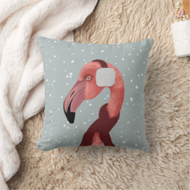 Whimsical Cosy Winter Flamingo met sjaal Kussen