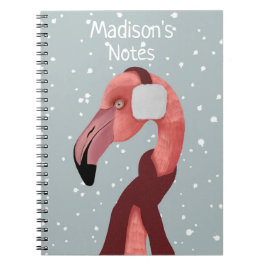 Whimsical Cosy Winter Flamingo met sjaal Notitieboek