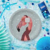 Whimsical Cosy Winter Flamingo met sjaal Papieren Bordje (Feest)