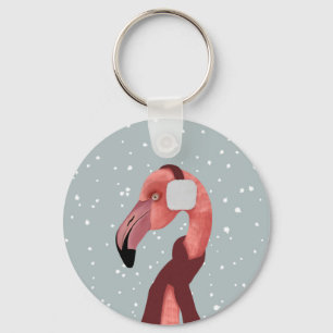 Whimsical Cosy Winter Flamingo met sjaal Sleutelhanger