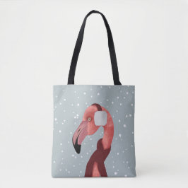 Whimsical Cosy Winter Flamingo met sjaal Tote Bag