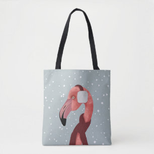Whimsical Cosy Winter Flamingo met sjaal Tote Bag