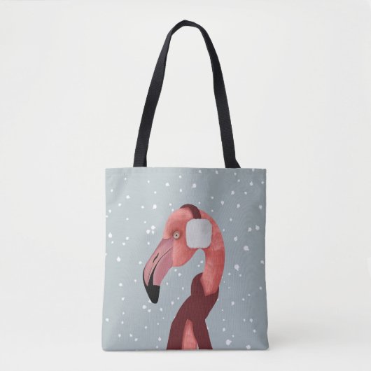Whimsical Cosy Winter Flamingo met sjaal Tote Bag (Voorkant)