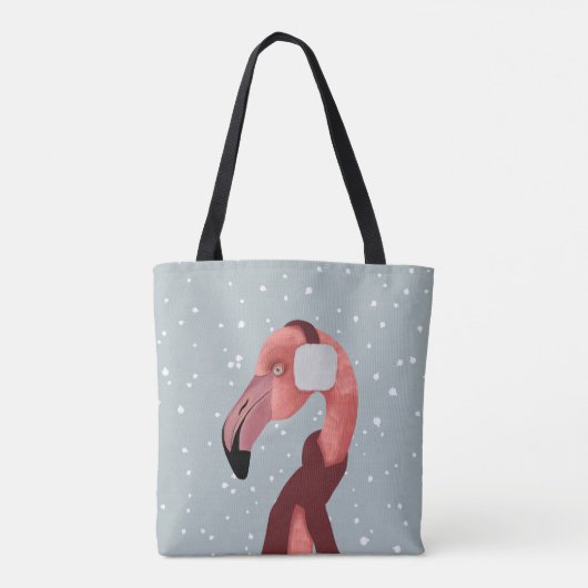 Whimsical Cosy Winter Flamingo met sjaal Tote Bag (Achterkant)