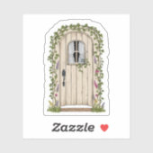 Whimsical Cottage Door Custom-Cut Vinyl Sticker (Vel)