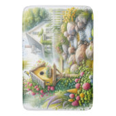 Whimsical Cottage Garden Birdhouse Stream Badmat (Voorkant Verticaal)