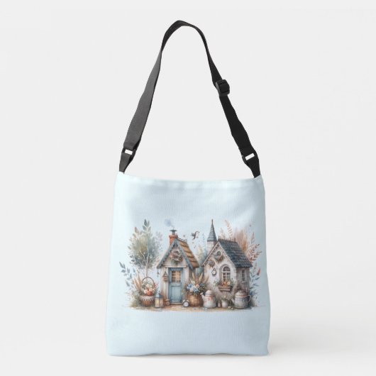 Whimsical Cottage Garden Crossbody Tas (Achterkant)