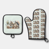 Whimsical Cottage Garden Ovenwant & Pannenlap Set (Voorkant)
