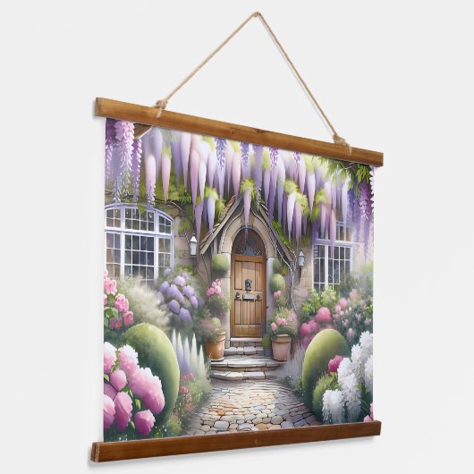 Whimsical Cottage Garden Pathway Hangend Wandkleed (Gebogen)