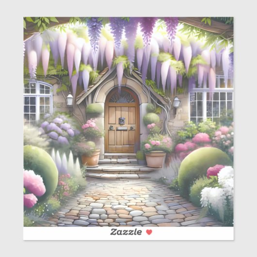 Whimsical Cottage Garden Pathway Sticker (Vel)