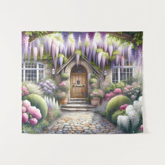 Whimsical Cottage Garden Pathway Wandkleed (Voorkant (horizontaal))