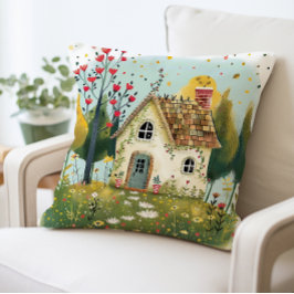 Whimsical Cottage Kussen, Gezellige Huis Decor Kussen