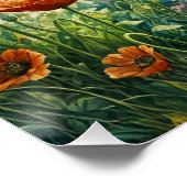 Whimsical Cottage met Poppy bloemen Perfect Poster (Hoek)