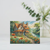 Whimsical Cottage with Poppy Flowers Briefkaart (Staand voorkant)