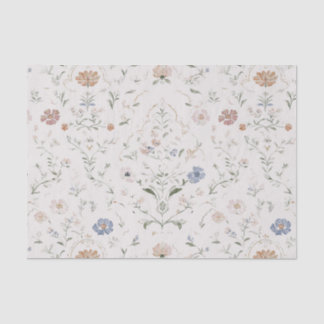 Whimsical Cottagecore Beige Watercolor Wildflower Tissuepapier