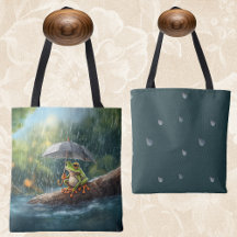 Whimsical Cottagecore Frog Rainy Day esthetisch