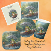 Whimsical Cottagecore Frog Verjaardagsfeestje Servet