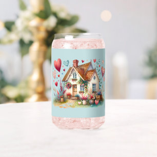 Whimsical Cottagecore Heart House Art Blikvorm Glas
