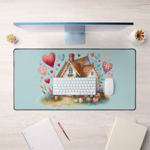 Whimsical Cottagecore Heart House Art Bureaumat