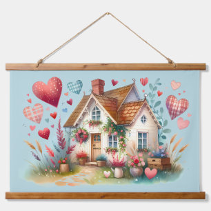 Whimsical Cottagecore Heart House Art Hangend Wandkleed