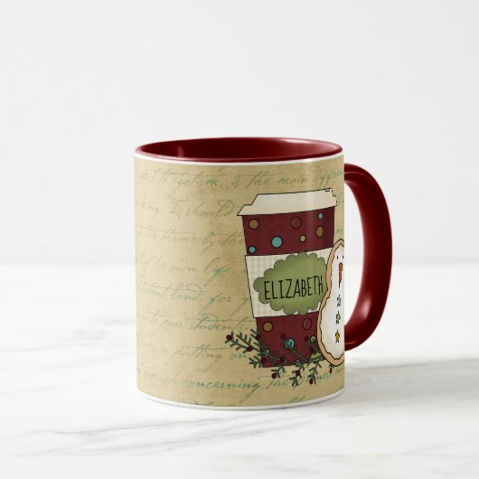 Whimsical Country Feestelijke Sneeuwman Cookie met Mok (Voorkant rechts)