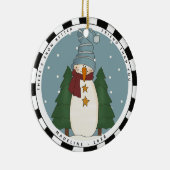 Whimsical Country Snowman - Gepersonaliseerde vrie Keramisch Ornament (Rechts)