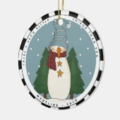 Whimsical Country Snowman - Gepersonaliseerde vrie Keramisch Ornament (Links)