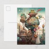 Whimsical Couple Scene Surreal Briefkaart (Voorkant / Achterkant)