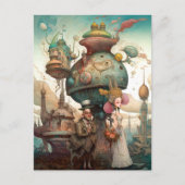 Whimsical Couple Scene Surreal Briefkaart (Voorkant)