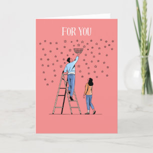 Whimsical Couple "Voor jou zou ik de sterren stele Feestdagen Kaart
