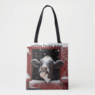 Whimsical Cow Rode Boerderij Tote Bag