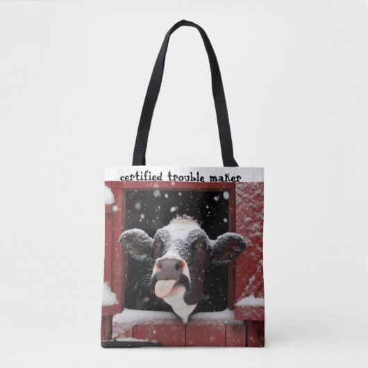 Whimsical Cow Rode Boerderij Tote Bag (Voorkant)
