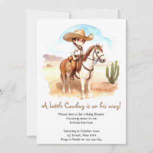 Whimsical Cowboy Adventure Baby shower Kaart