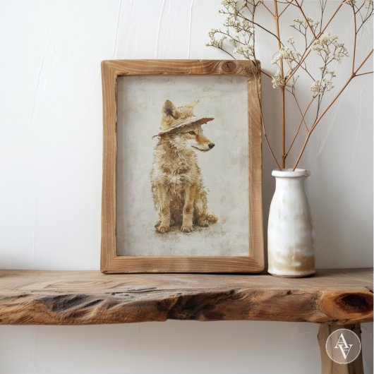 Whimsical Coyote in Pet Rustiek Dier Poster