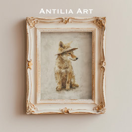 Whimsical Coyote in Pet Rustiek Dier Poster