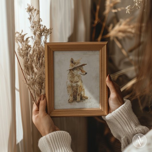 Whimsical Coyote in Pet Rustiek Dier Poster