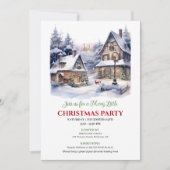 Whimsical cozy Christmas village winter scene  Kaart (Voorkant)